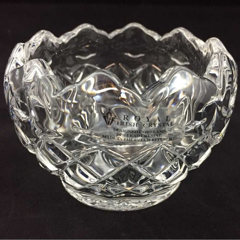 Royal Irish Lead Crystal Candle Holder or Candy Dish Designed Ireland Made Czech